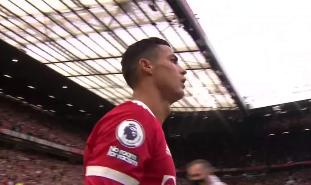Old Trafford welcomed Ronaldo as a hero in his Premier League return v Newcastle. Screenshot/DAZN