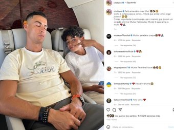 Cristiano Ronaldo parabeniza Cristianinho pelo seu 12º aniversário. Instagram Cristiano Ronaldo