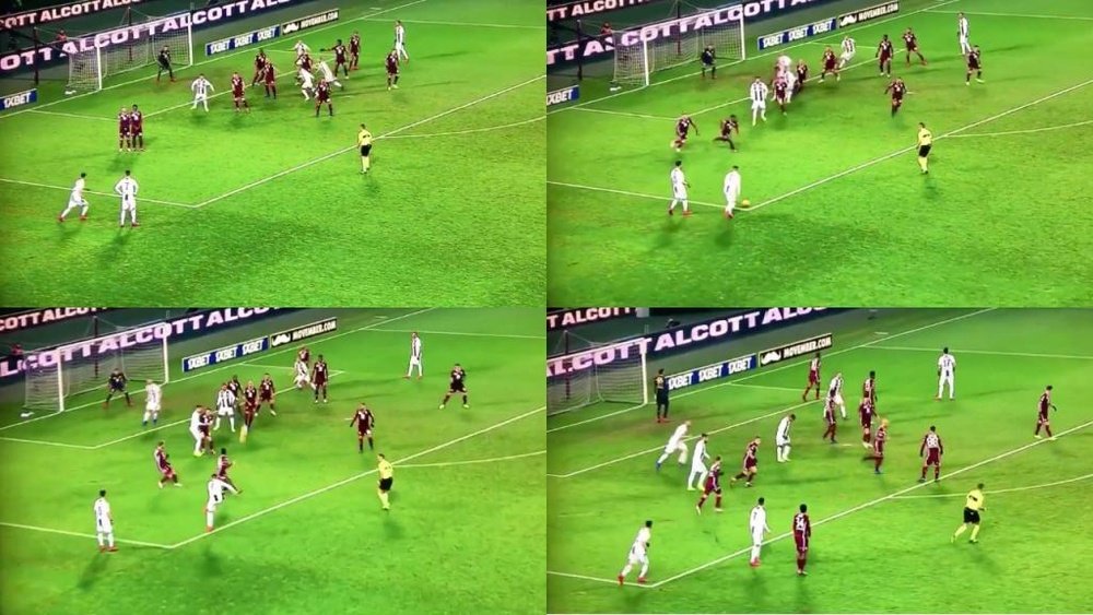 Un coup franc très moche. Capturas/GOL