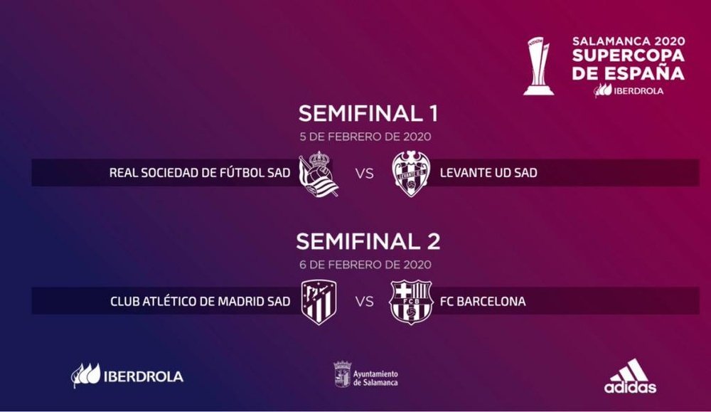 Real Sociedad-Levante y Atleti-Barça, en la Supercopa de España. Twitter/RFEF