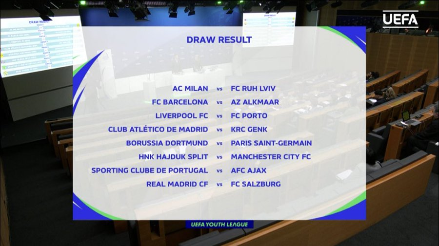 Le tirage au sort des 8e de finale de la Youth League 2022-23