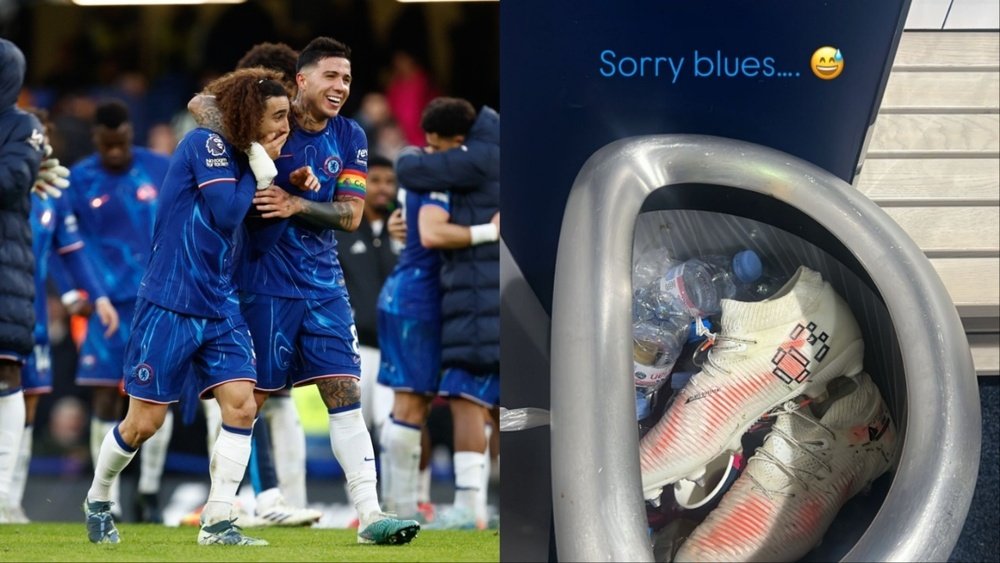 Cucurella posted a photo of his boots in a rubbish bin. EFE/cucurella3