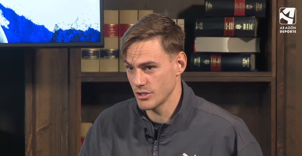 La 'pullita' de Dani Gómez al Levante y a Julián Calero. Captura/AragónDeporte