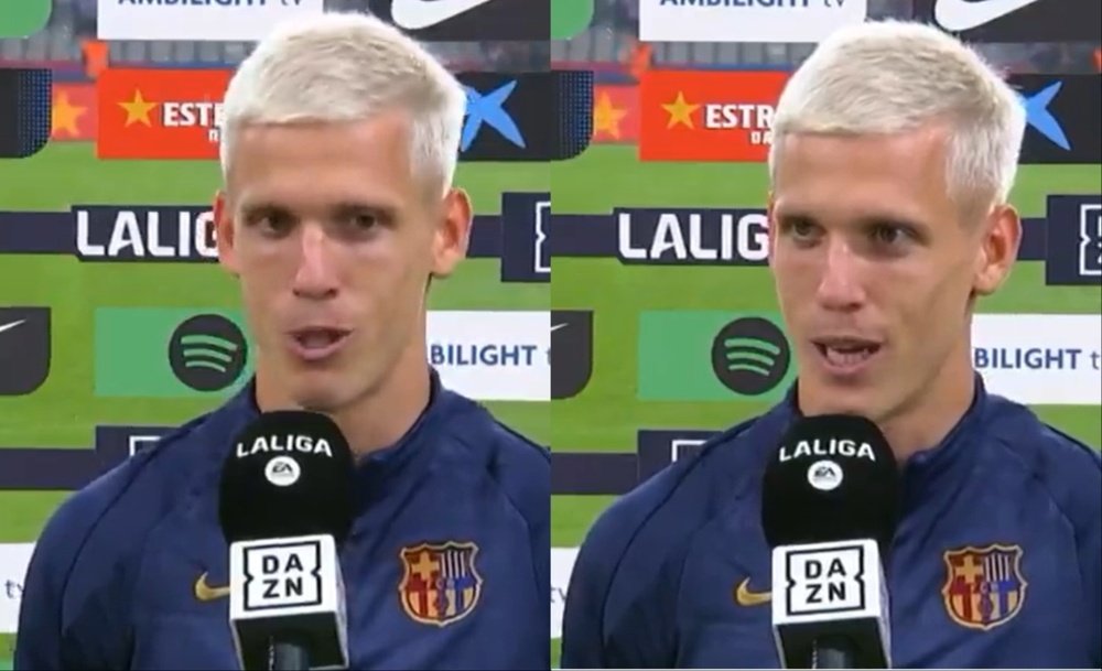 Dani Olmo was delighted after his double. Screenshots/DAZN