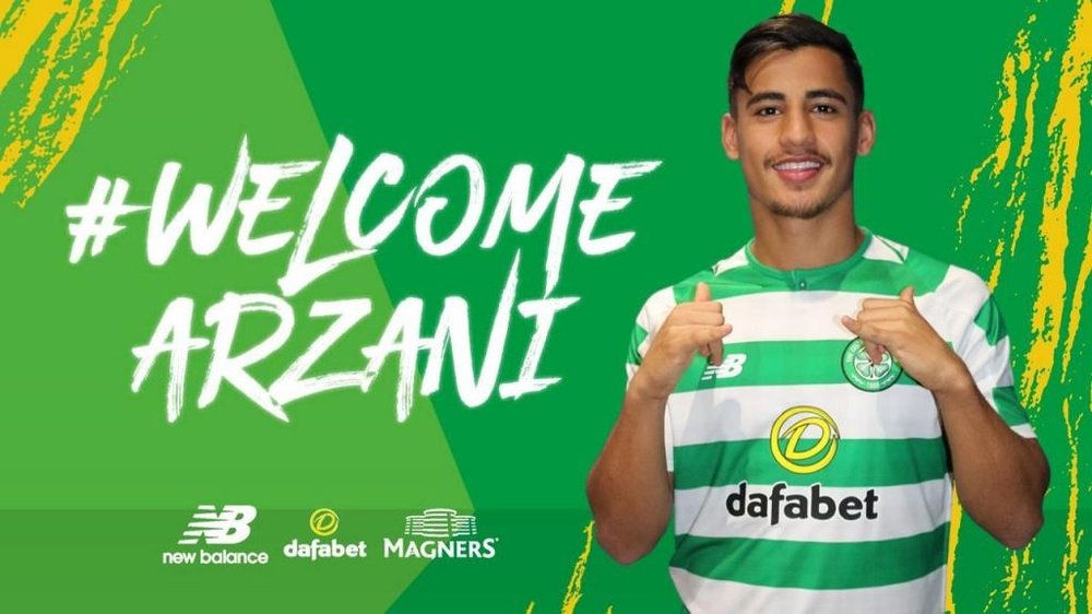 Arzani jugará dos temporadas cedido en el Celtic, tras firmar por el Manchester City. Twitter/Celtic