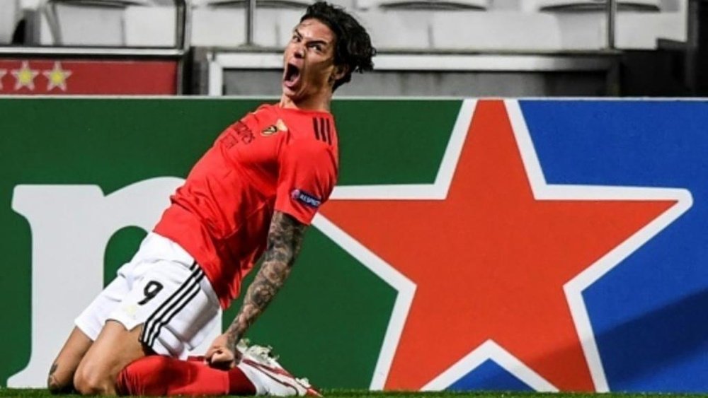 La rodilla derecha de Darwin Núñez preocupa al Benfica. AFP