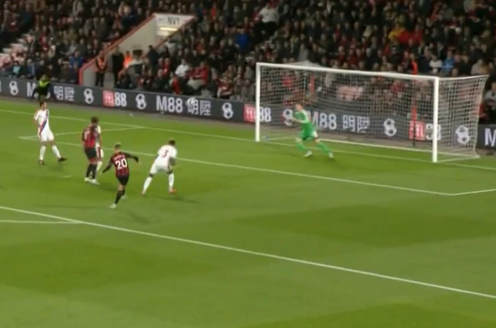 David Brooks put Bournemouth ahead against Crystal Palace. Captura/NBCSports