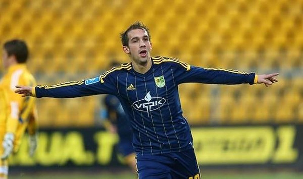 David Caiado celebra un gol con el Metalist Kharkiv. Twitter