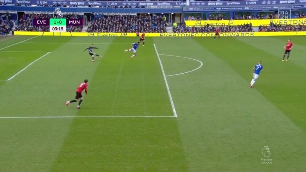 De Gea sbaglia il rinvio e regala il goal a Calvert-Lewin. DAZN