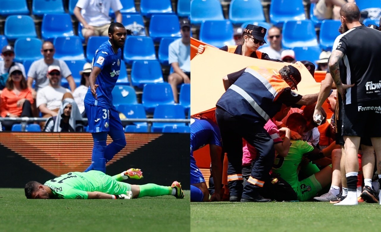 David Soria quedó inconsciente en el partido contra el Mallorca. EFE