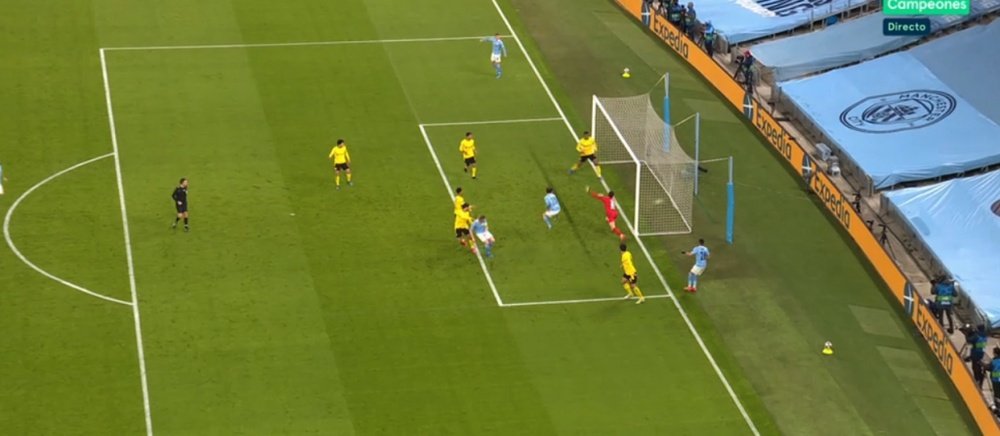 Kevin de Bruyne gave Man City the lead. Screenshot/MovistarLigadeCampeones