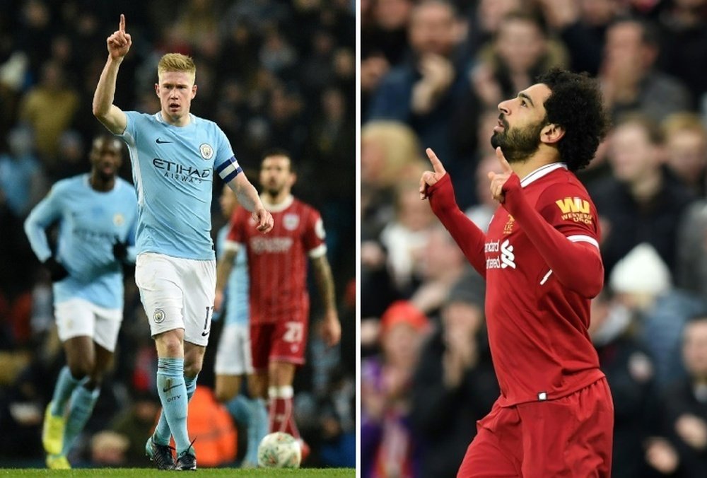 De Bruyne and Salah lead the nominations. AFP