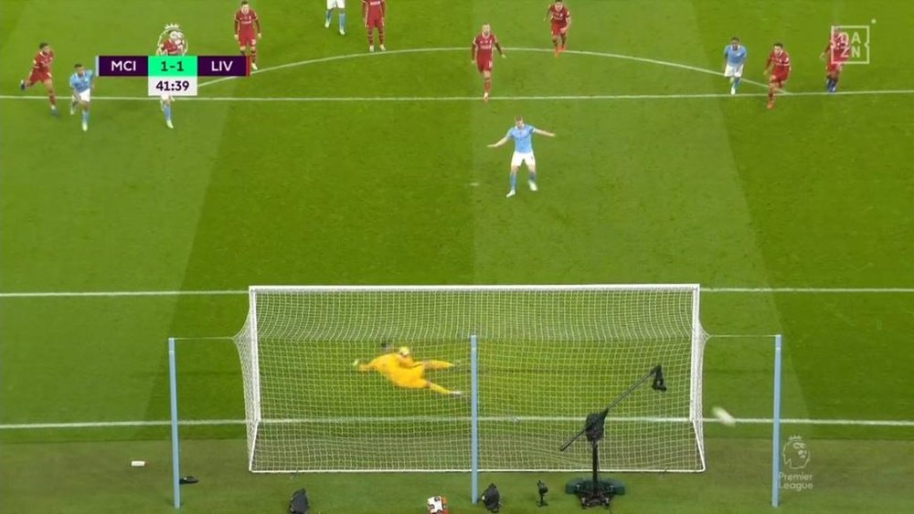De Bruyne was in the thick of the action at the Etihad. Screenshot/DAZN