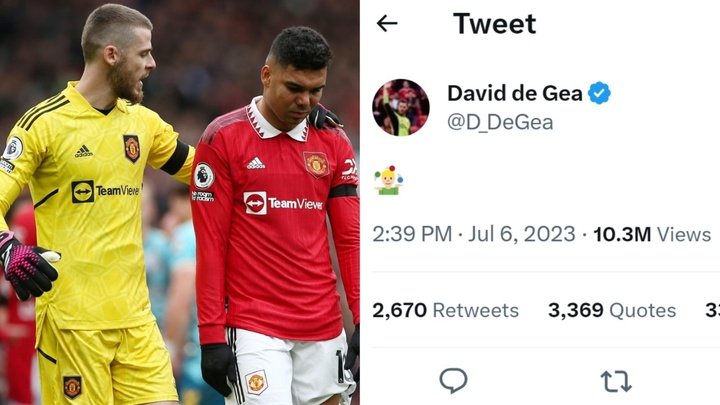 De Gea posts second mystifying tweet for Man Utd