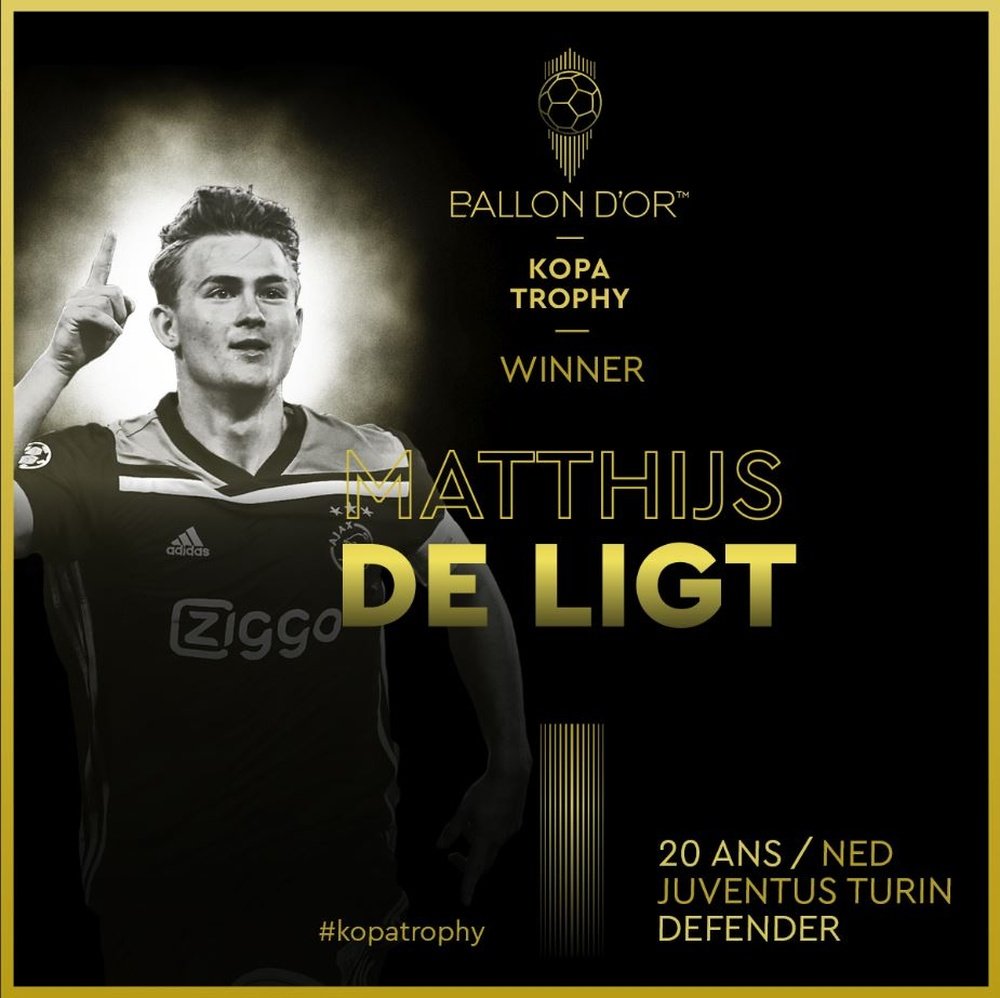 Dutch defender De Ligt wins young player gong at Ballon d'Or awards. AFP