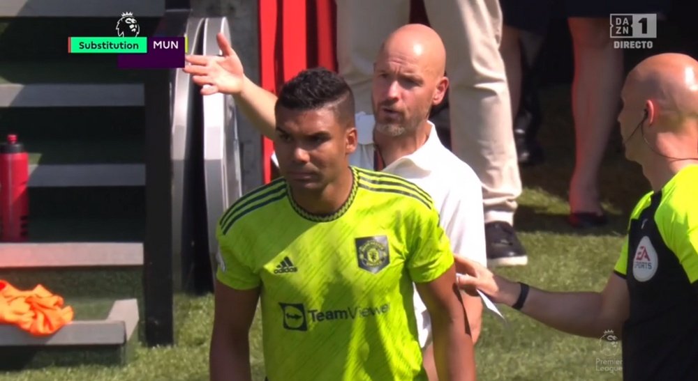 Casemiro debutó con el Manchester United. Captura/DAZN