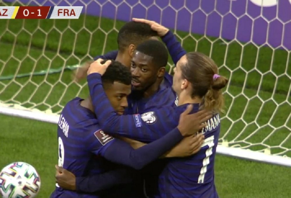 Premier but depuis juin 2018 pour Dembélé en équipe de France. Capture/UEFATV