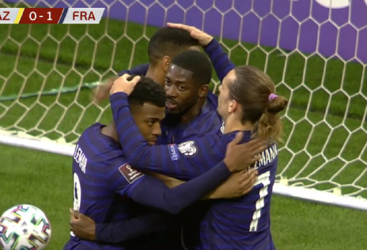 Dembele scores his first goal for France in a competitive game!