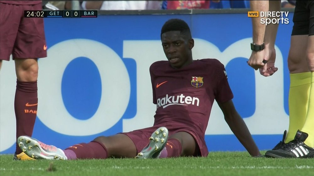 Dembélé se lesionou diante do Getafe. Twitter/DirecTVSports