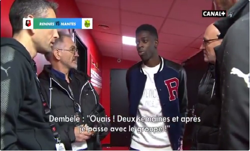 Dembélé a eu le temps d'avoir une discussion avec le staff technique de son ancien club. Canal+