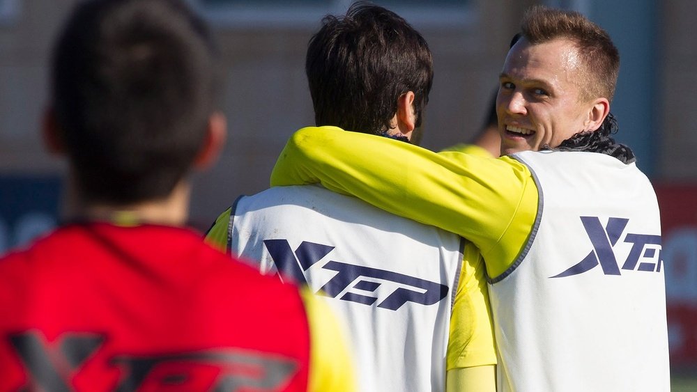Denis Cheryshev, durante un entrenamiento con el Villarreal. VillarrealCF