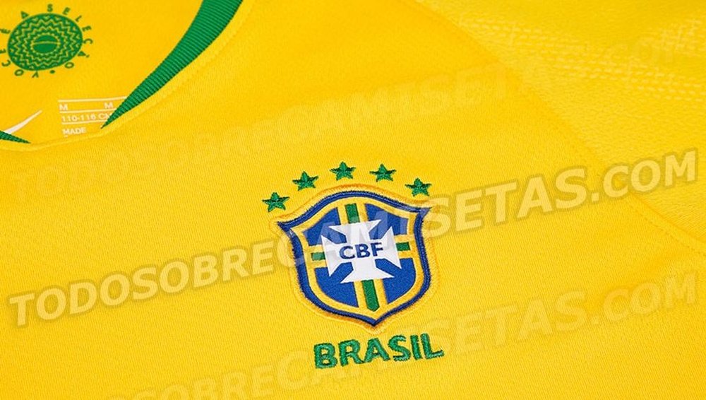 Detalle de la camiseta de Brasil para el Mundial de Rusia. todosobrecamisetas.com