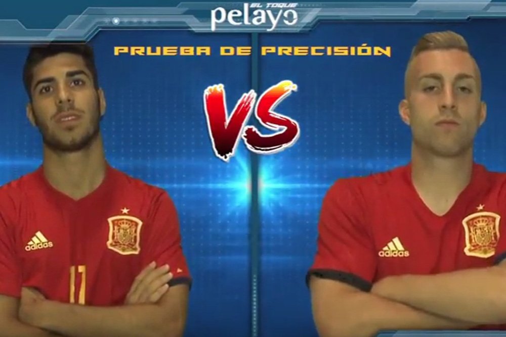 Deulofeu y Asensio, en un una prueba de precisión patrocinada por Pelayo. Youtube