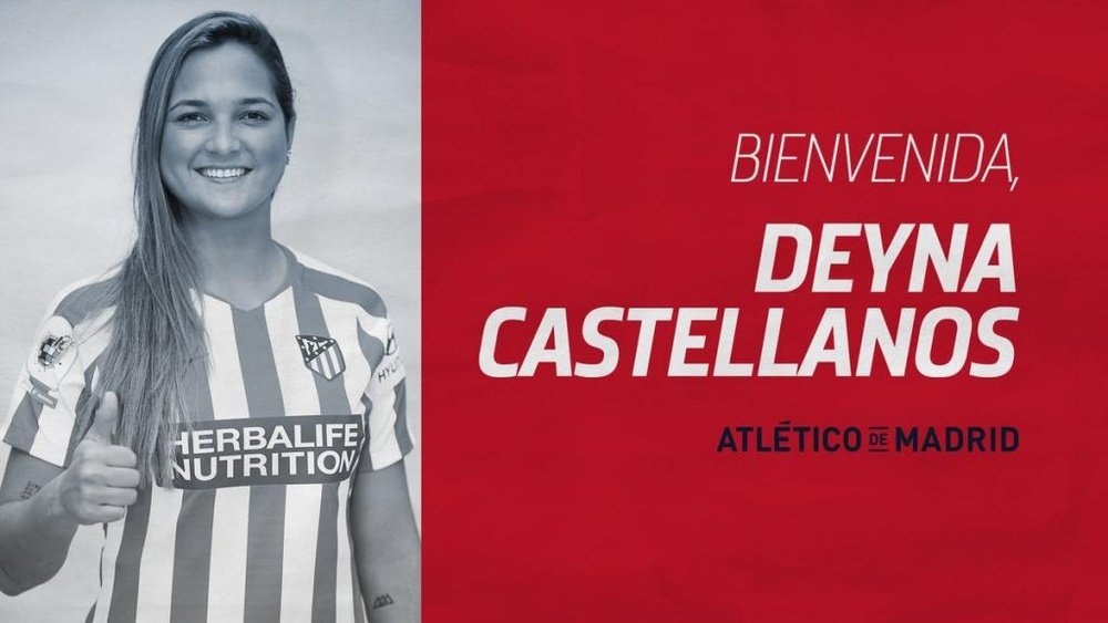 Deyna Castellanos, nueva jugadora del Atlético de Madrid Femenino. Twitter/AtletiFemenino