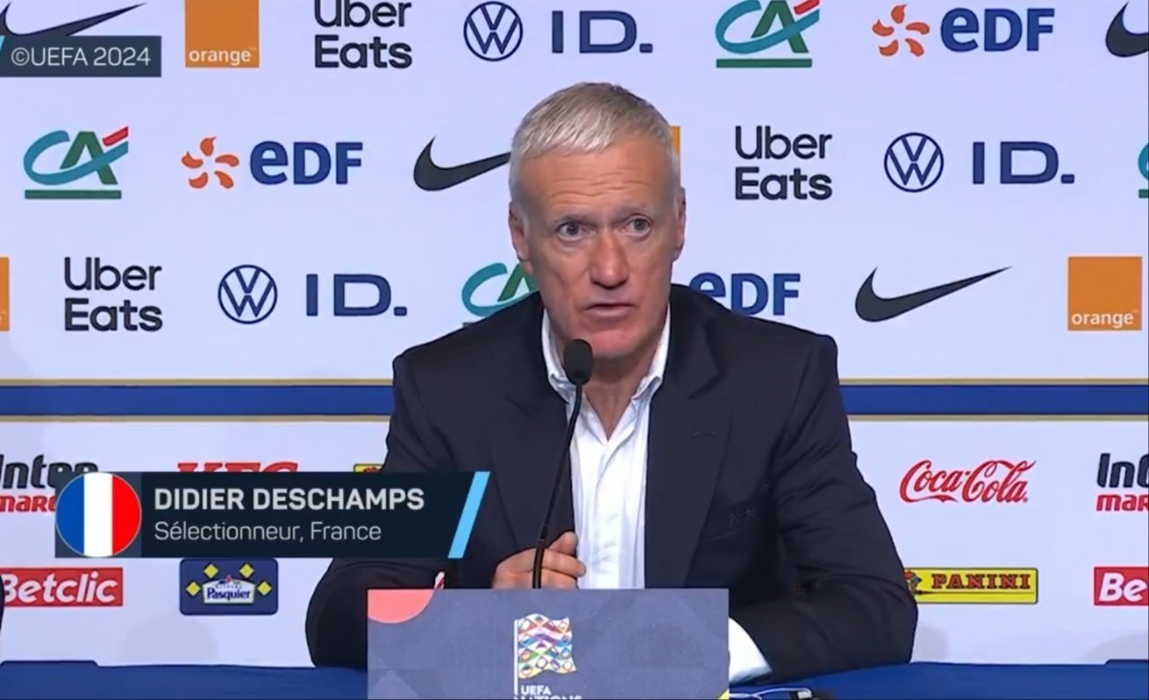 Deschamps está un poco harto de que le pregunten por Mbappé. Captura/beINSports