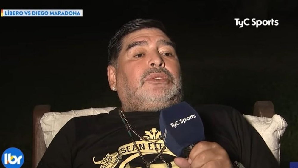 Maradona falta a treino do clube outra vez. Captura/TyCSports