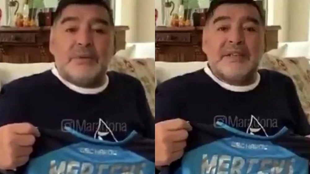 Maradona felicitó a Mertens. Instagram/Maradona