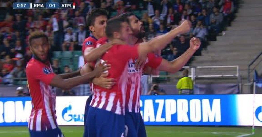 Costa celebrates the opening goal. Captura/ESPN