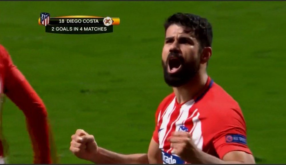 Costa celebrates giving Atleti the lead. Screenshot