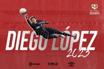 Diego López continuará su carrera en Vallecas. Twitter/RayoVallecano
