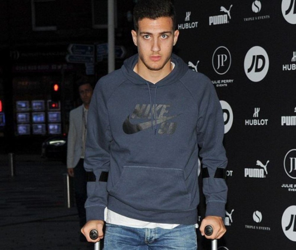 Dalot was spotted on crutches after signing for United. TheSun
