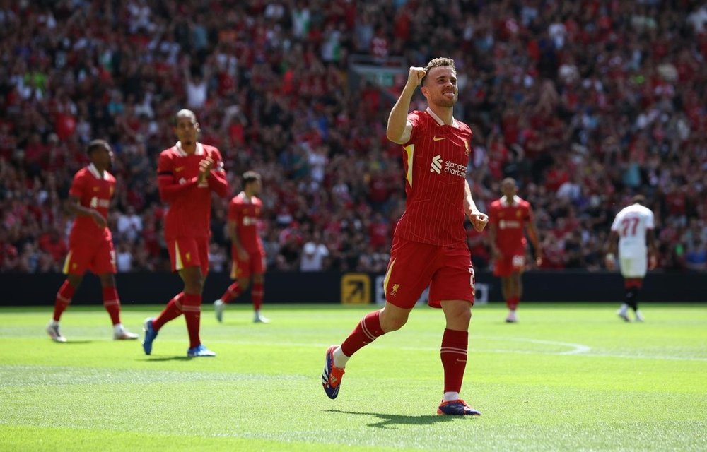 Jota scored the 0-1 goal in Saturday's friendly between Liverpool and Sevilla. EFE
