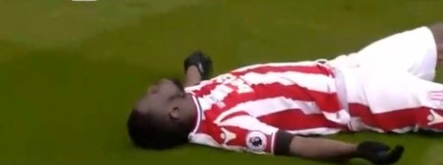 Diouf was in some discomfort after his goal. Twitter