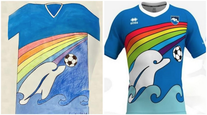 Un niño diseñó la próxima camiseta del Pescara