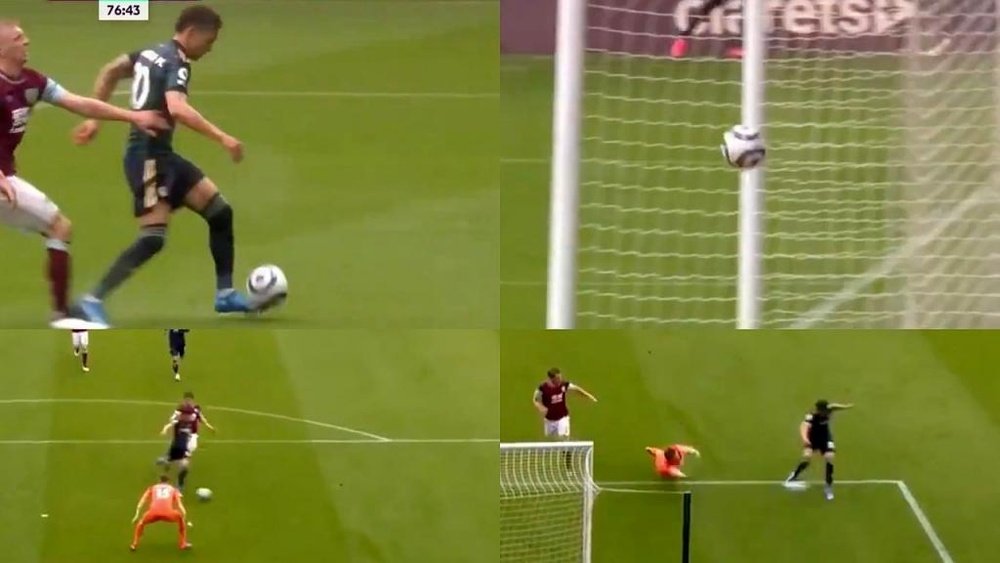 Rodrigo scored twice in two minutes. Screenshots/DAZN