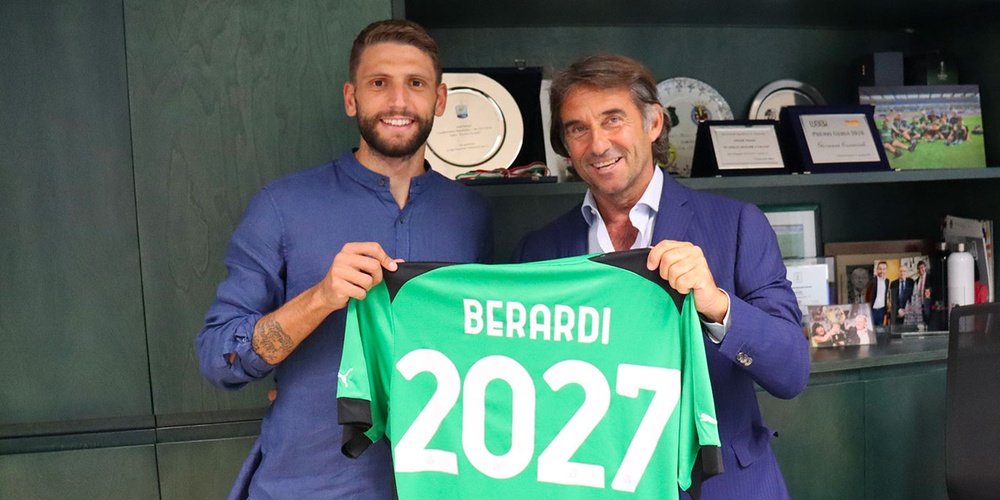 Berardi selló su continuidad en el Sassuolo hasta 2027. Twitter/SassuoloUS