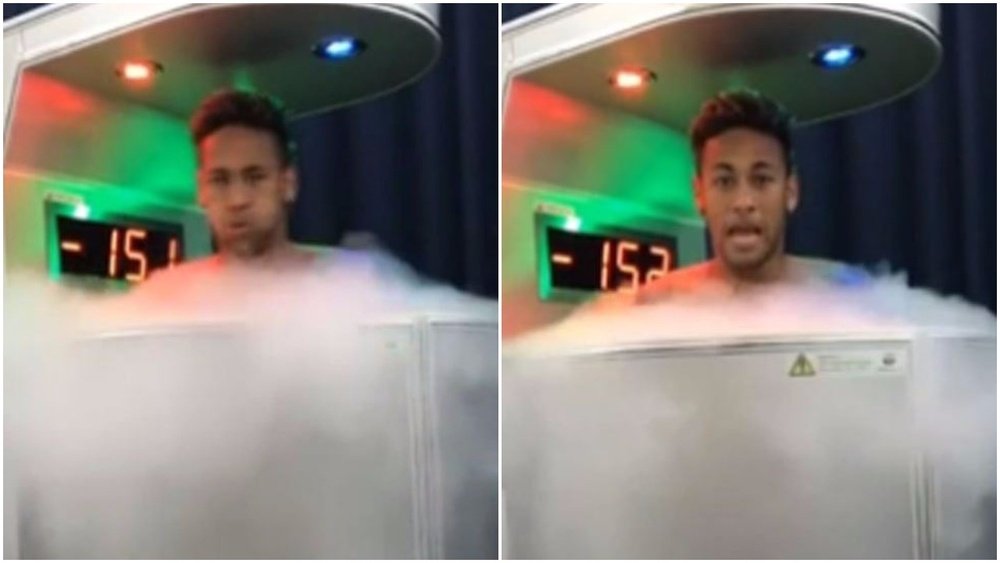 Neymar braves the cold in order to help recovery. Neymar