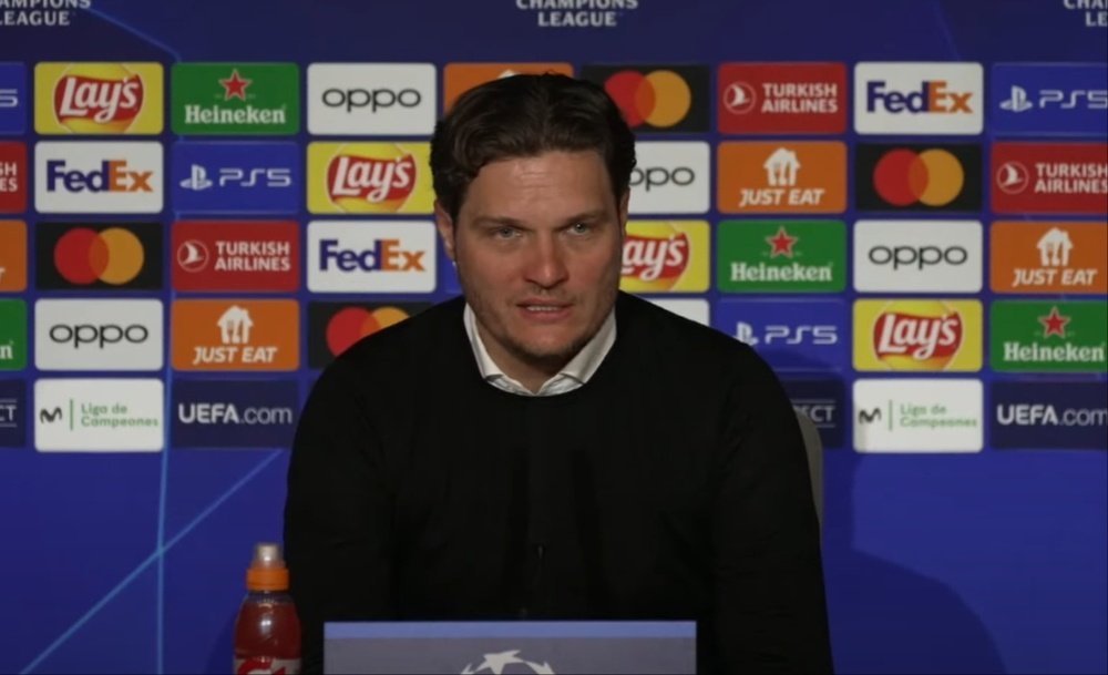 Terzic spoke at a press conference. Screenshot/MovistarChampionsLeague