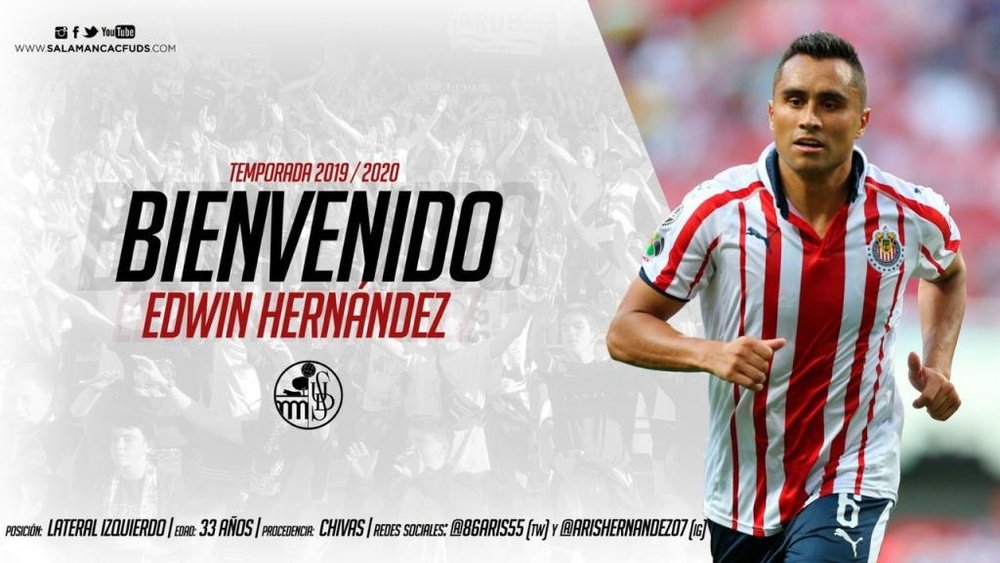 Edwin Hernández se convirtió en nuevo jugador del Salamanca. SalamancaCFUDS