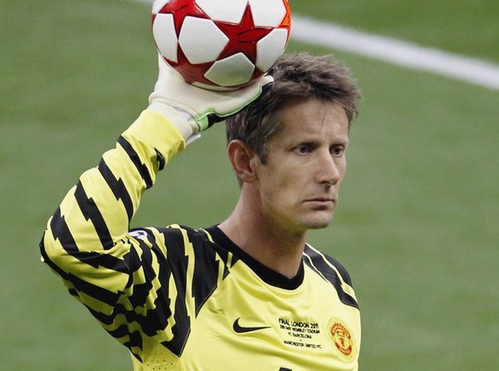 Van der Sar during the Champions League final in 2011 - his last ever match.