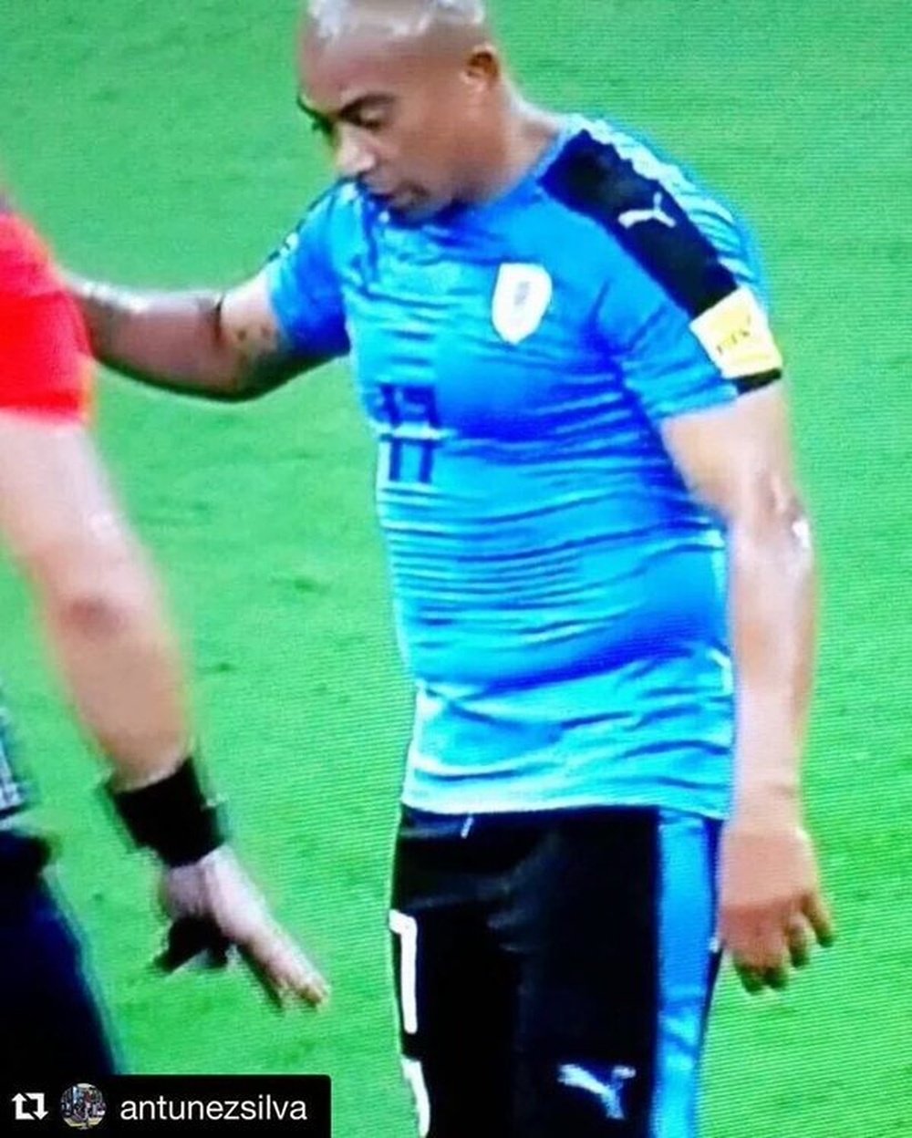 Egidio Arevalo during Uruguay's game against Brazil. Twitter