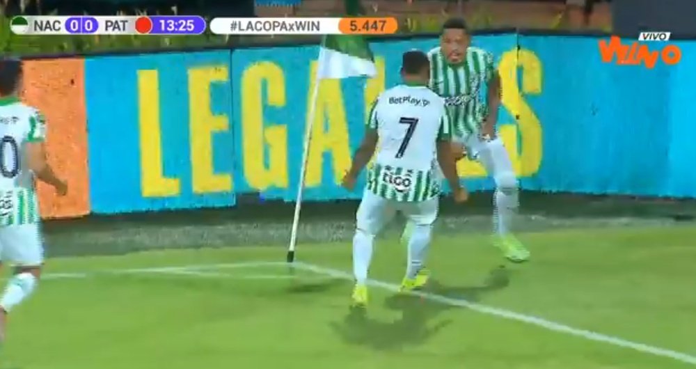 El 'Loco' Alvez marcó el primer gol de Atlético Nacional. Captura/WinSportsTV