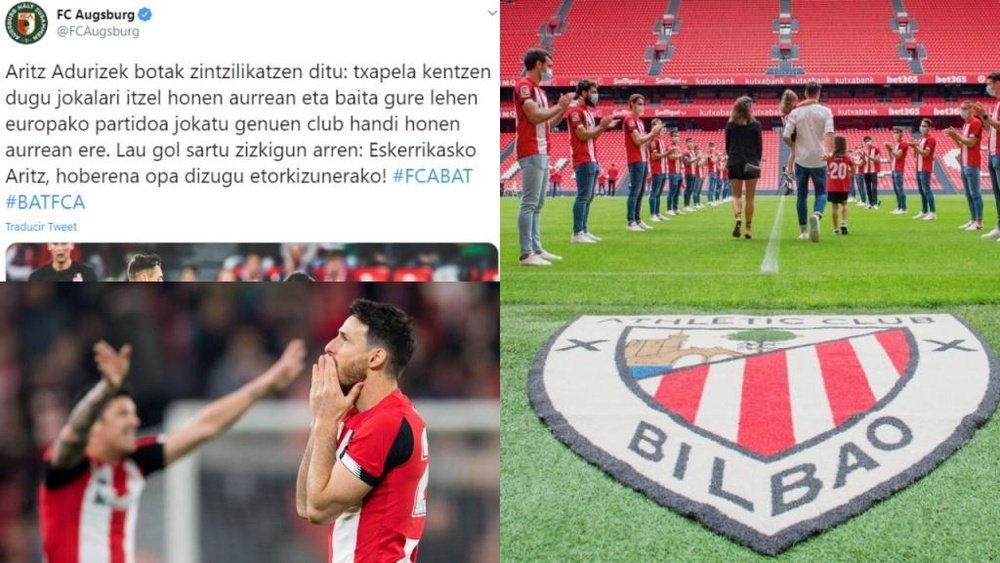 Augsburg wrote a message to Aritz Aduriz. Twitter/Athletic/FCAugsburg