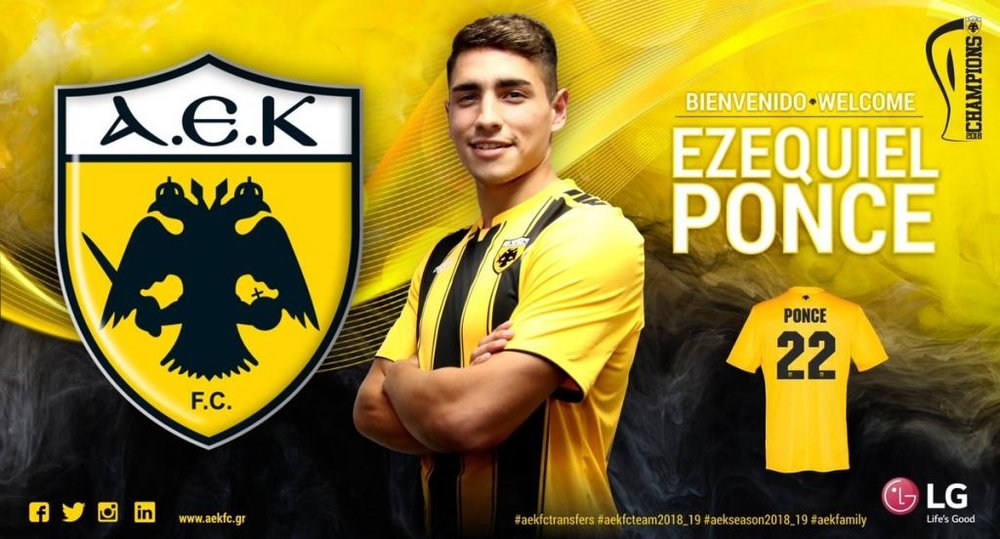 El AEK anunció la incorporación de Ezequiel Ponce. AEKFC