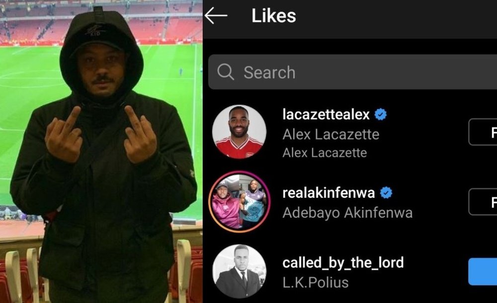Lacazette liked a post that asked for Emery to be sacked. Instagram