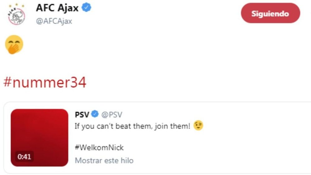 El Ajax demotró que no olvida. Twitter/AFCAjax